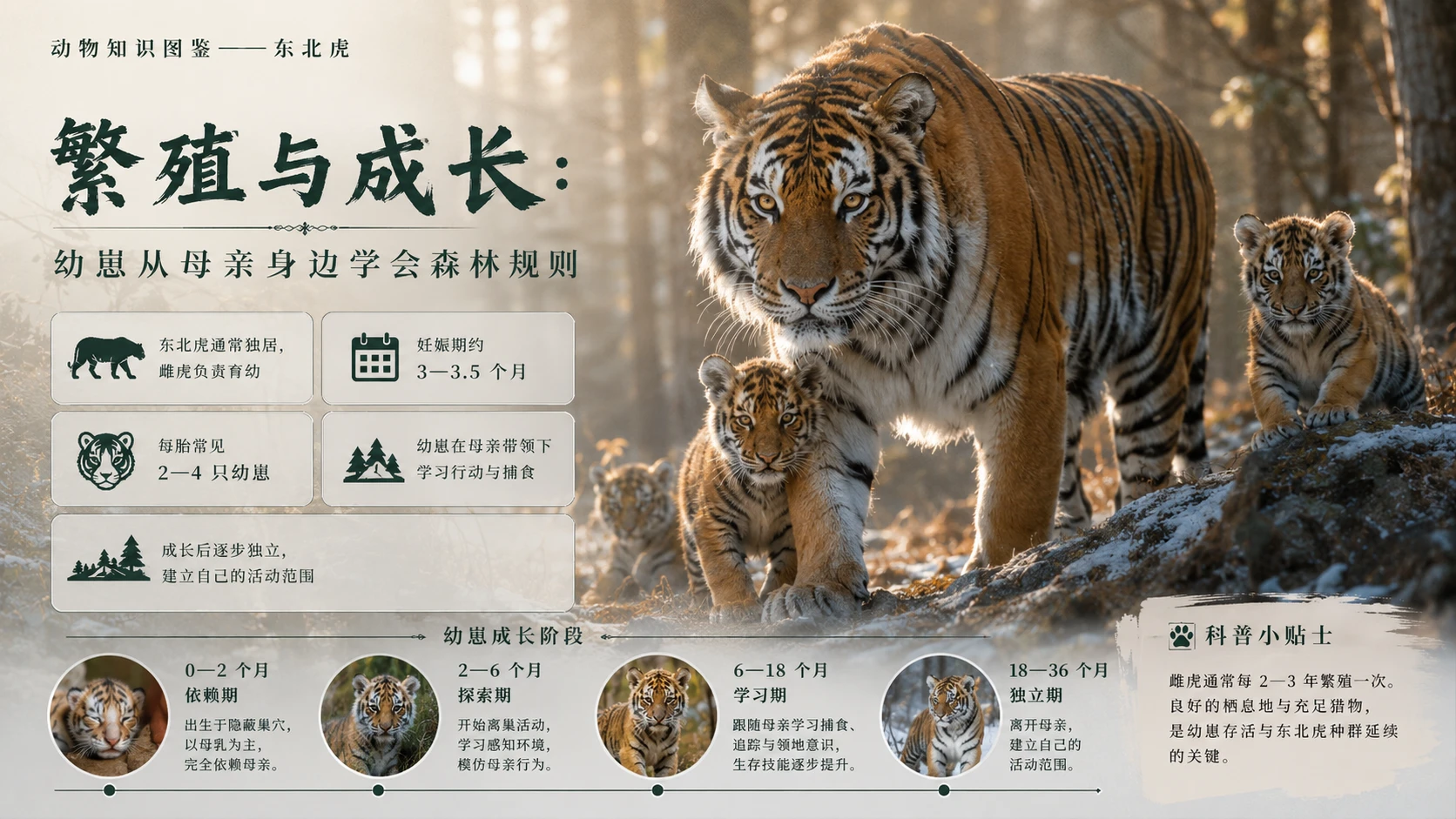 万物知识图鉴系列作品PPT——东北虎【4K】 - 预览图6