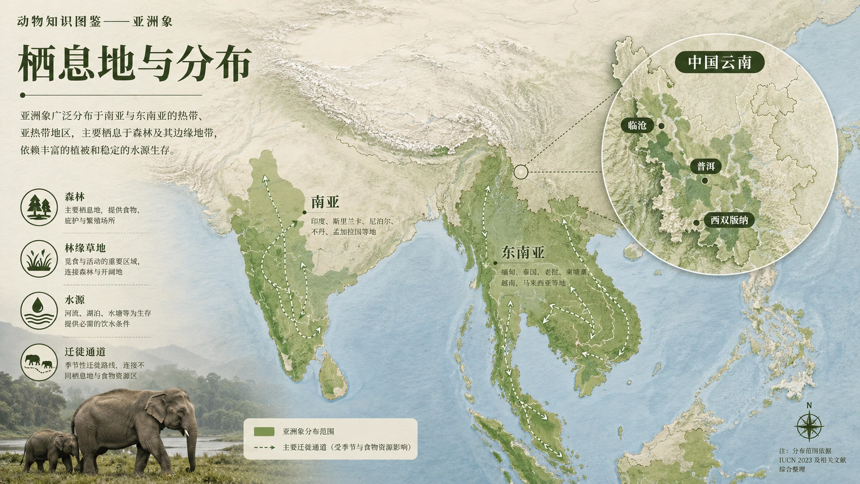 万物知识图鉴系列作品PPT——亚洲象【4K】 - 预览图4