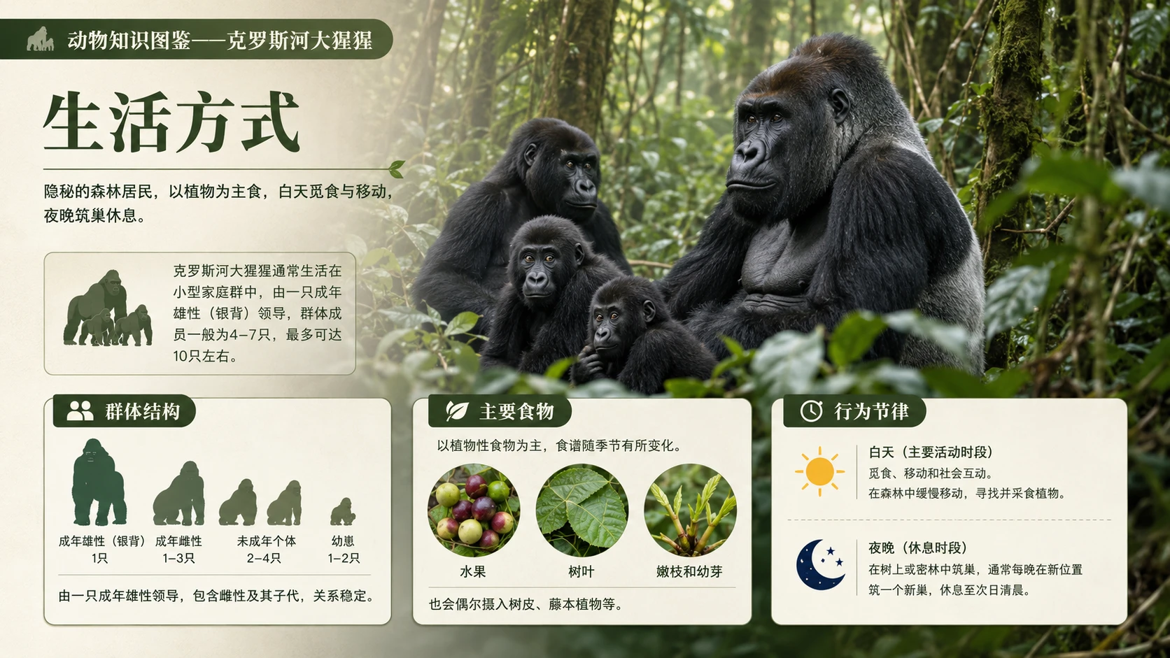 万物知识图鉴系列作品PPT——克罗斯河大猩猩【4K】 - 预览图5