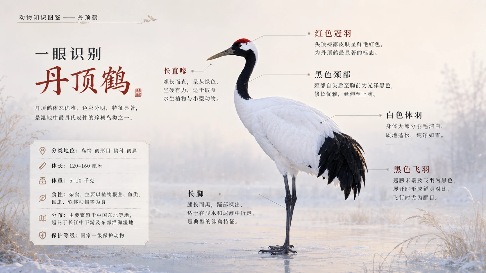 万物知识图鉴系列作品PPT——丹顶鹤【4K】 - 预览图1