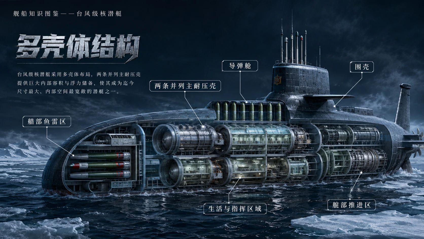 万物知识图鉴系列作品PPT——台风级核潜艇【4K】 - 预览图3