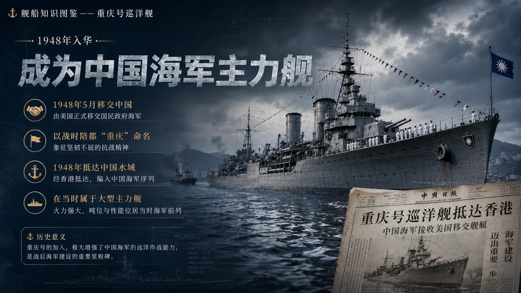 万物知识图鉴系列作品PPT——重庆号巡洋舰【4K】 - 预览图6