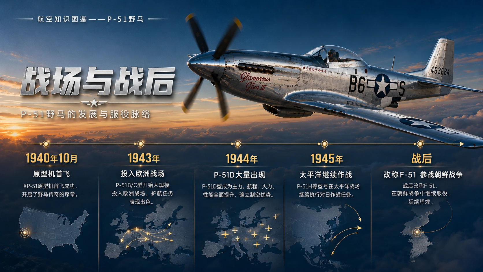 万物知识图鉴系列作品PPT——P-51野马【4K】 - 预览图7