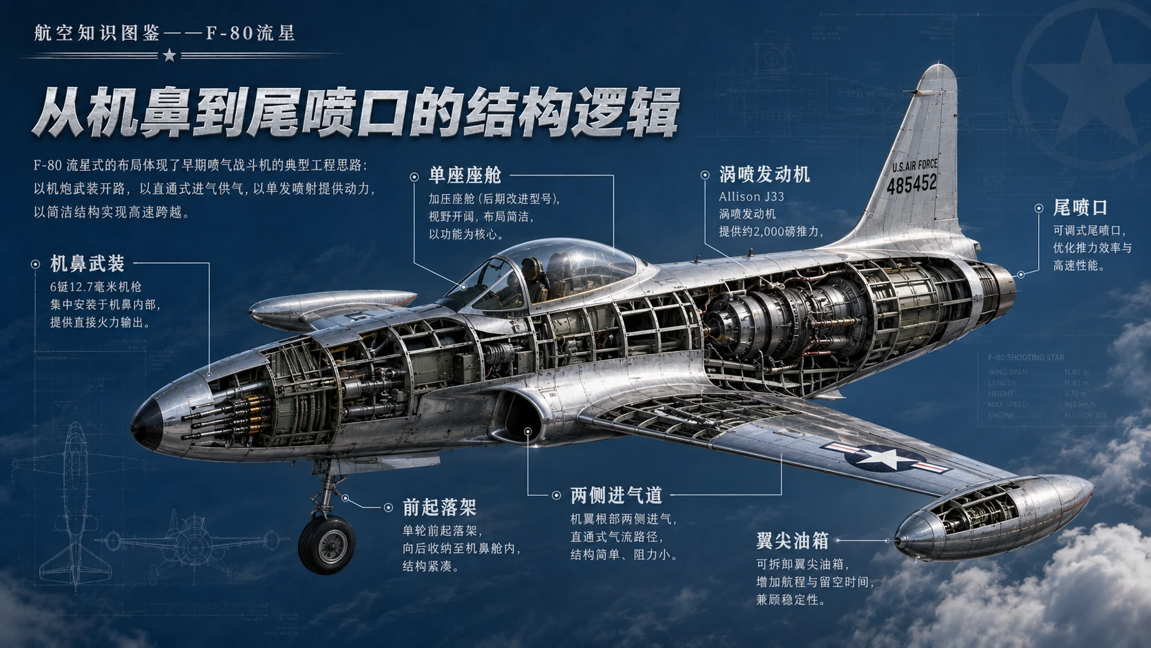 万物知识图鉴系列作品PPT——F-80流星【4K】 - 预览图3