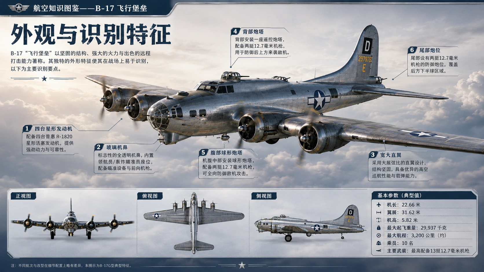 万物知识图鉴系列作品PPT——B-17 飞行堡垒【4K】 - 预览图1