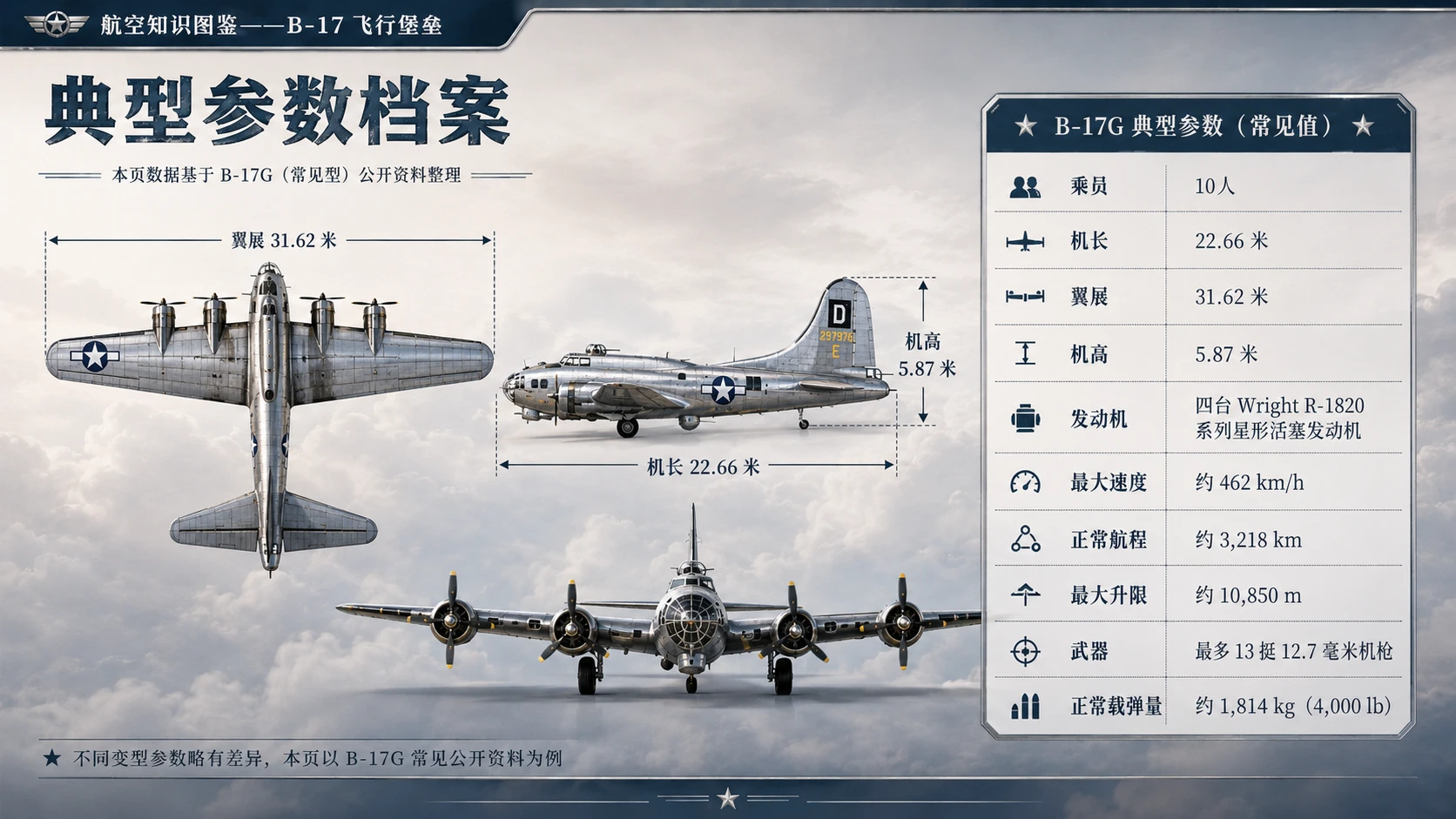 万物知识图鉴系列作品PPT——B-17 飞行堡垒【4K】 - 预览图2