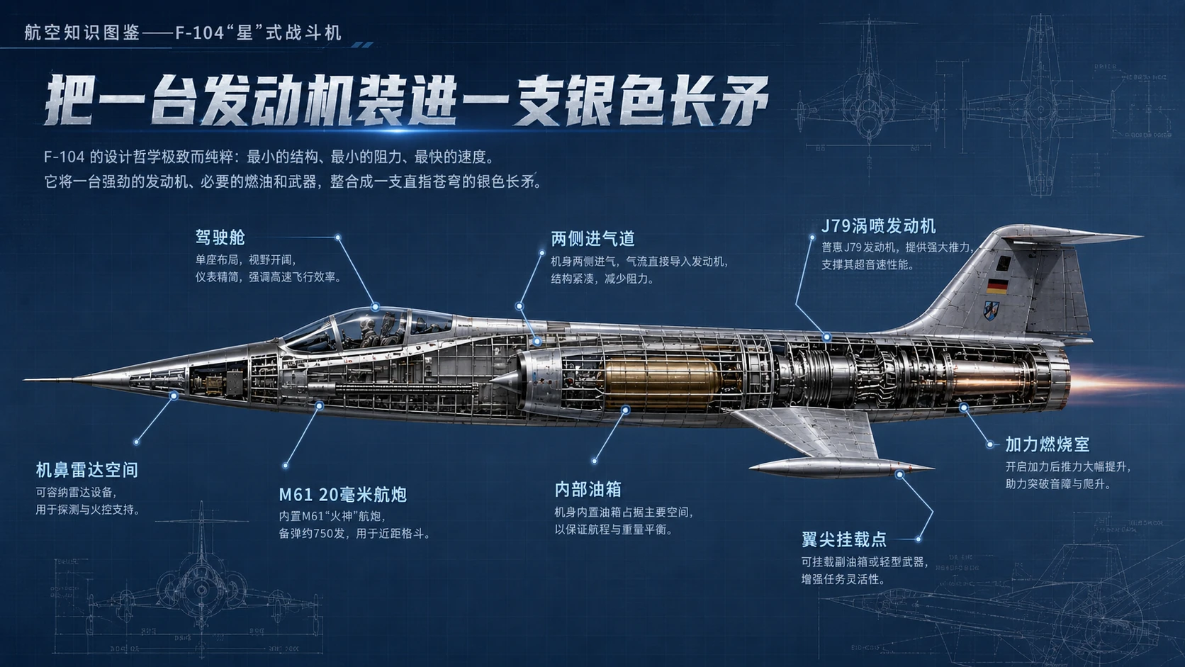 万物知识图鉴系列作品PPT——F-104“星”式战斗机【4K】 - 预览图3