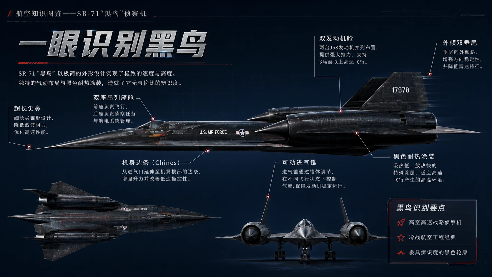万物知识图鉴系列作品PPT——SR-71“黑鸟”侦察机【4K】 - 预览图1