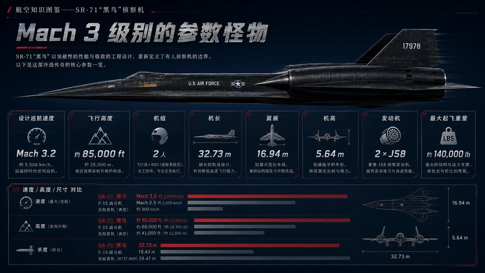 万物知识图鉴系列作品PPT——SR-71“黑鸟”侦察机【4K】 - 预览图2