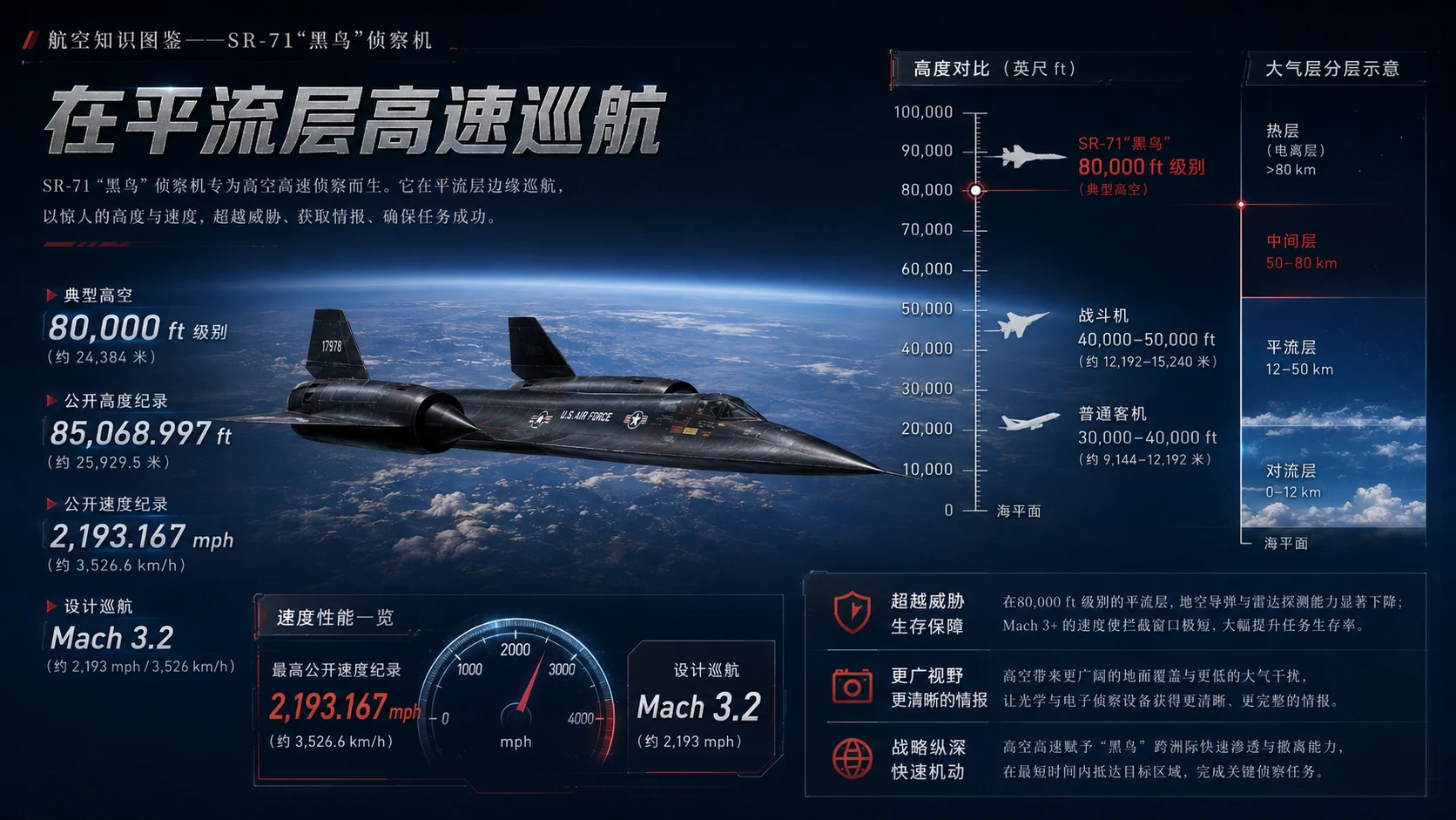 万物知识图鉴系列作品PPT——SR-71“黑鸟”侦察机【4K】 - 预览图3