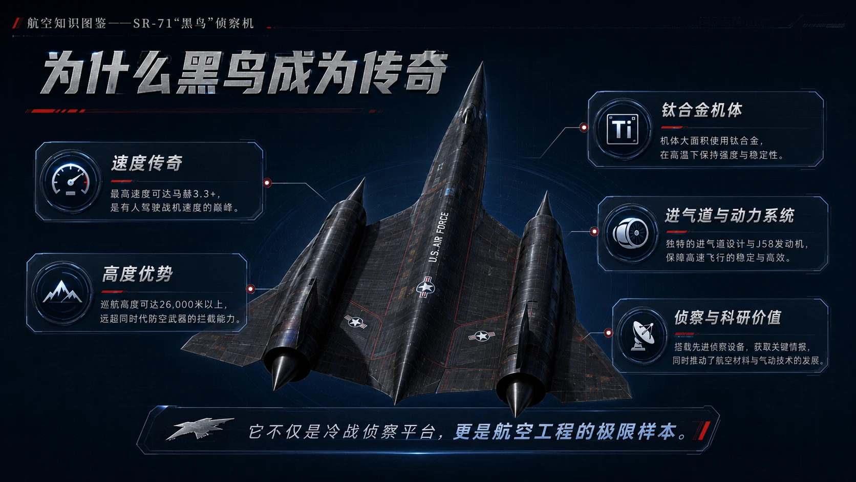 万物知识图鉴系列作品PPT——SR-71“黑鸟”侦察机【4K】 - 预览图8