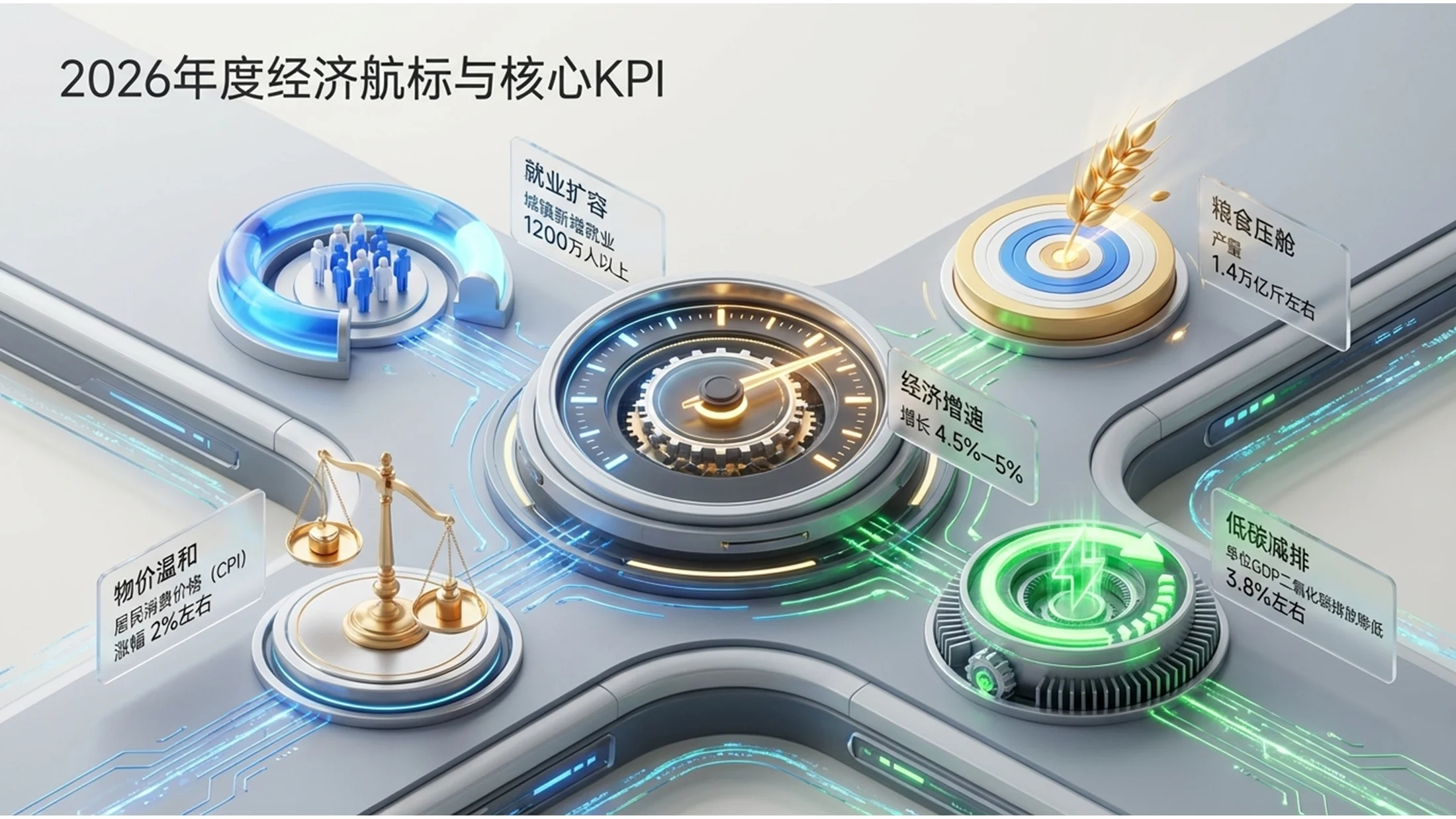 等距3D插画风格政府工作报告PPT - 预览图5
