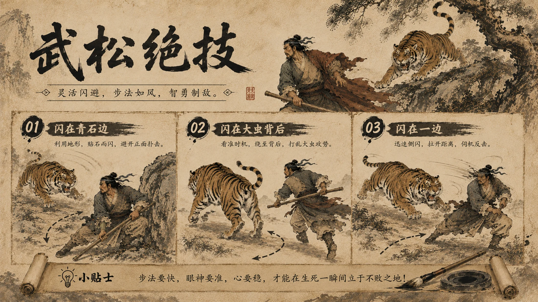 部编版小学语文《景阳冈》PPT课件｜国风插画公开课教学模板 - 预览图11