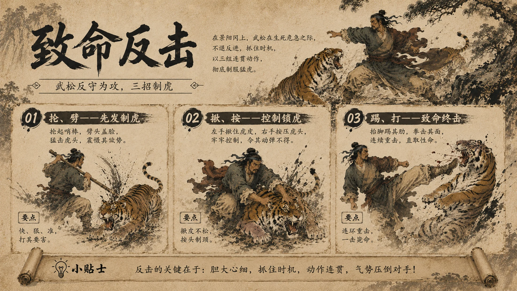 部编版小学语文《景阳冈》PPT课件｜国风插画公开课教学模板 - 预览图13