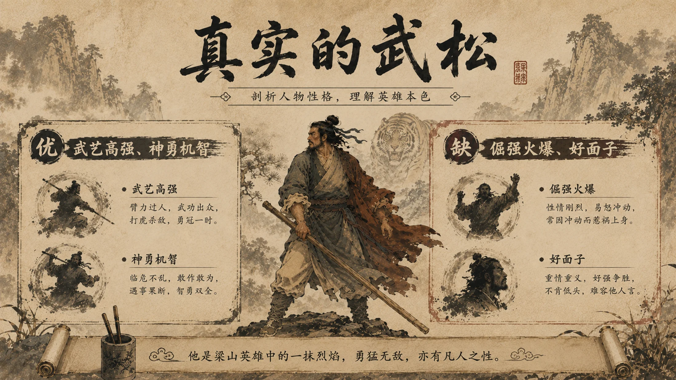 部编版小学语文《景阳冈》PPT课件｜国风插画公开课教学模板 - 预览图16