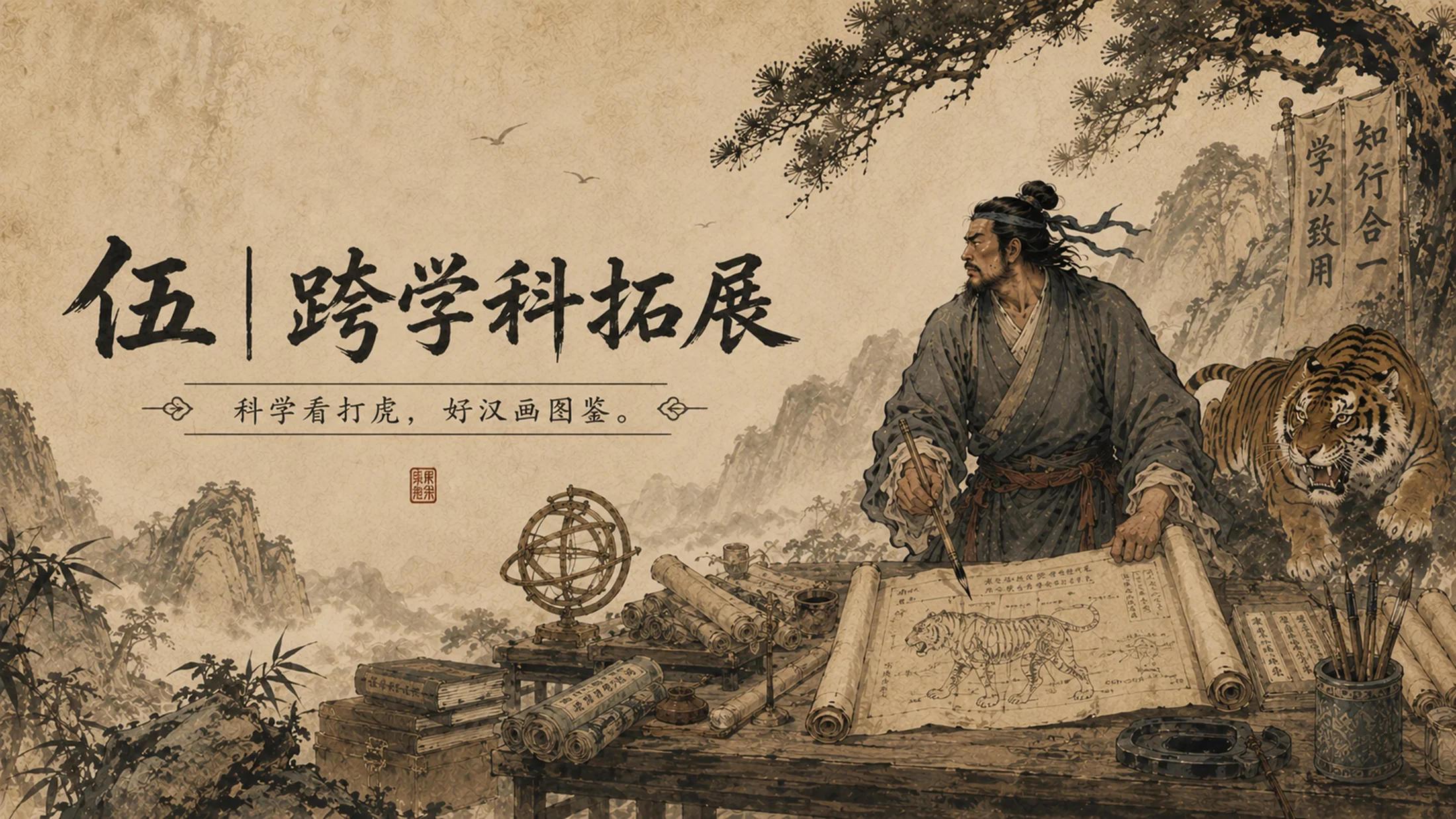 部编版小学语文《景阳冈》PPT课件｜国风插画公开课教学模板 - 预览图17