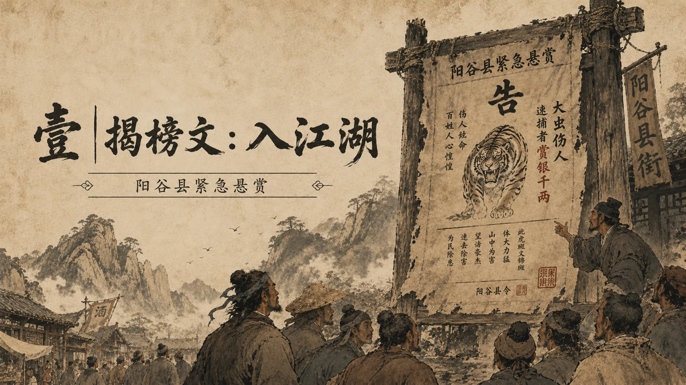 部编版小学语文《景阳冈》PPT课件｜国风插画公开课教学模板 - 预览图2