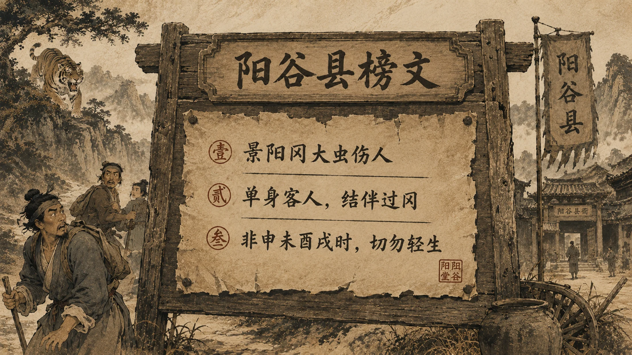 部编版小学语文《景阳冈》PPT课件｜国风插画公开课教学模板 - 预览图3
