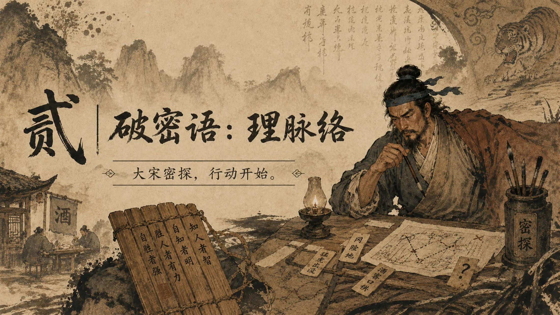 部编版小学语文《景阳冈》PPT课件｜国风插画公开课教学模板 - 预览图4