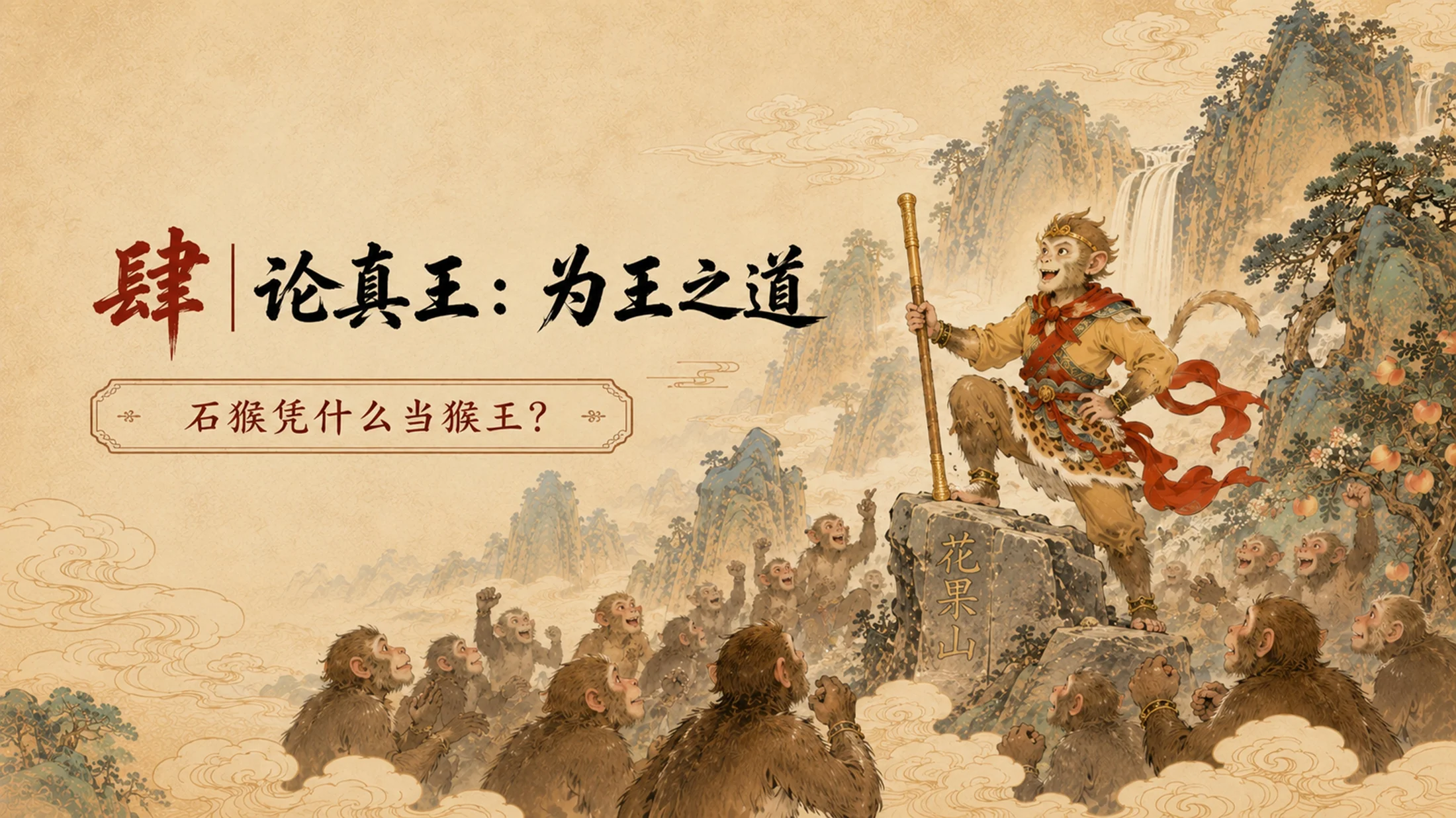 部编版小学语文《猴王出世》PPT课件｜西游国潮插画公开课模板 - 预览图12