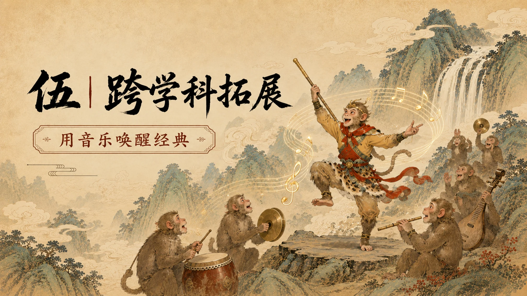 部编版小学语文《猴王出世》PPT课件｜西游国潮插画公开课模板 - 预览图16