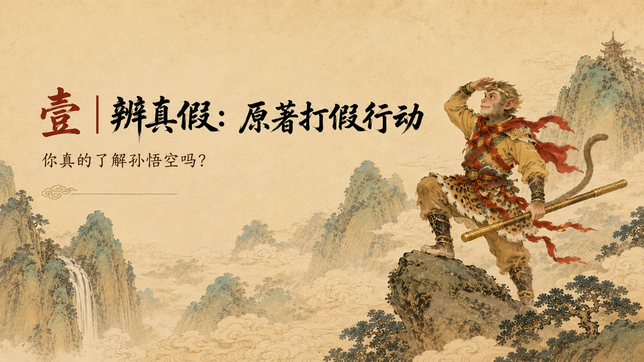 部编版小学语文《猴王出世》PPT课件｜西游国潮插画公开课模板 - 预览图2