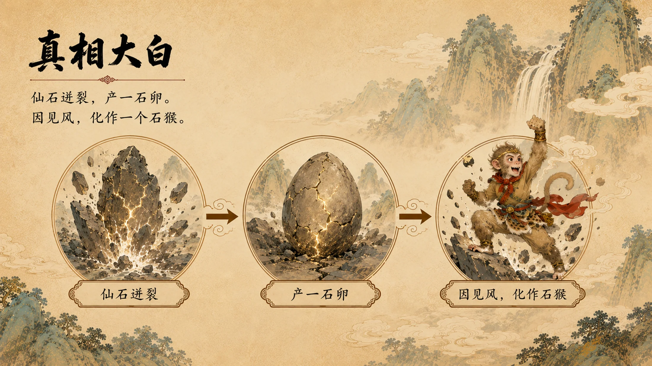 部编版小学语文《猴王出世》PPT课件｜西游国潮插画公开课模板 - 预览图4
