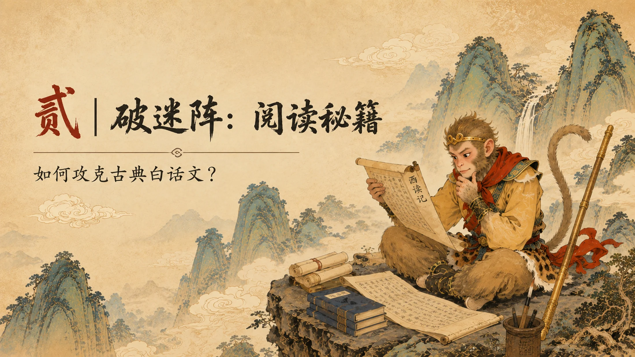 部编版小学语文《猴王出世》PPT课件｜西游国潮插画公开课模板 - 预览图5