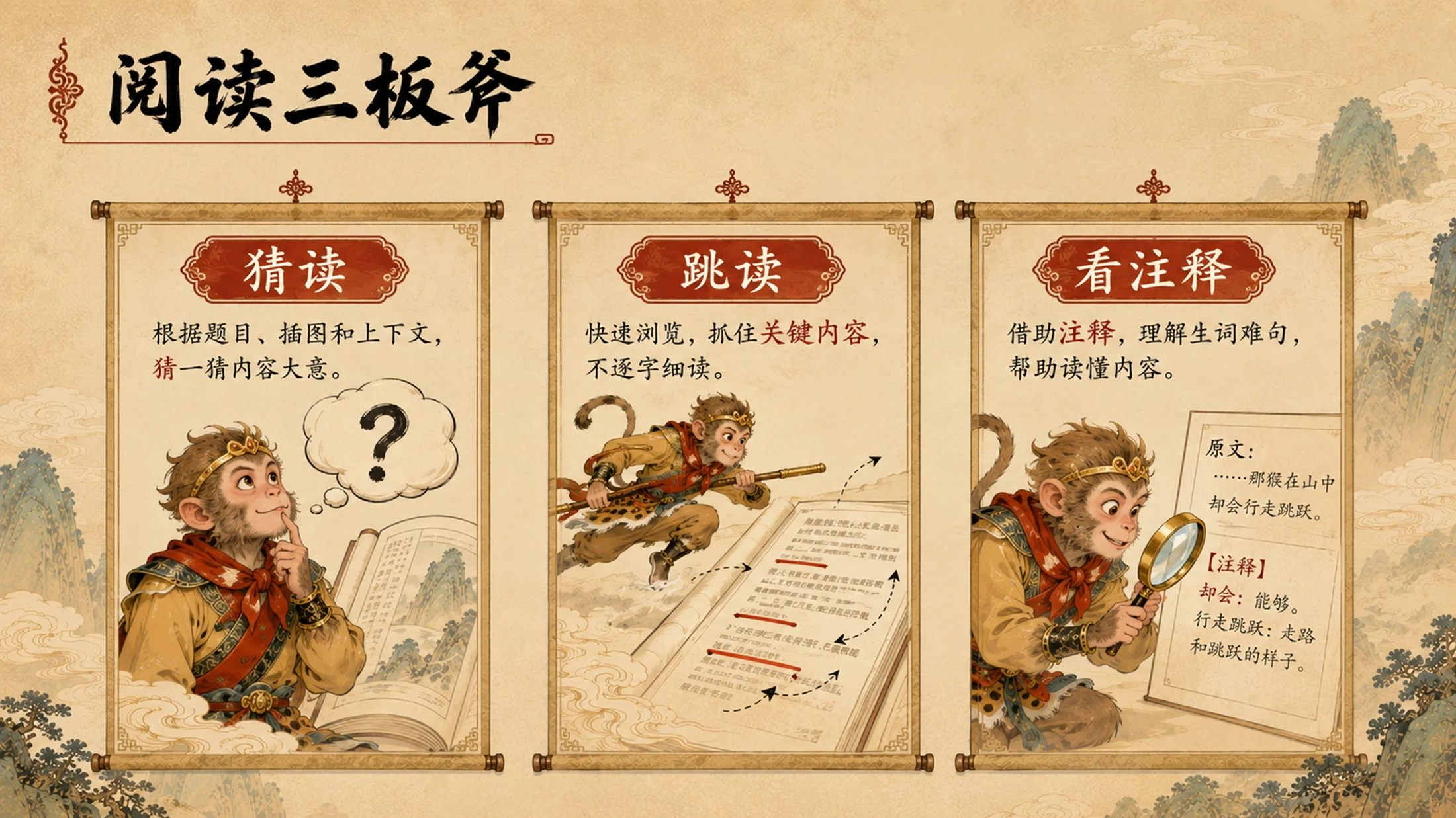 部编版小学语文《猴王出世》PPT课件｜西游国潮插画公开课模板 - 预览图6