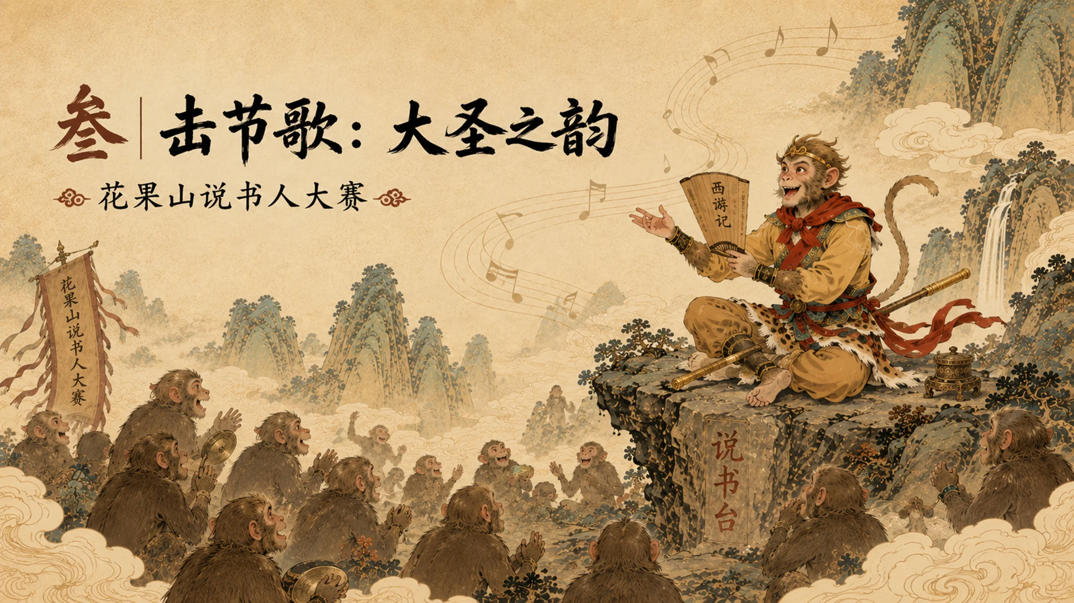 部编版小学语文《猴王出世》PPT课件｜西游国潮插画公开课模板 - 预览图8