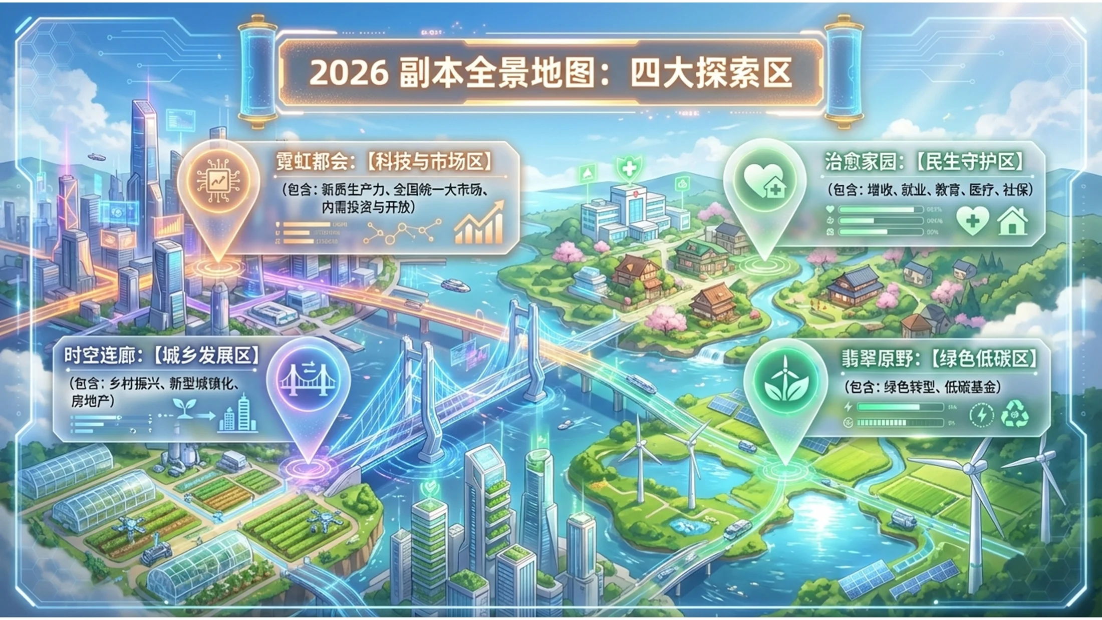 光影二次元插画风格政府工作报告PPT - 预览图6