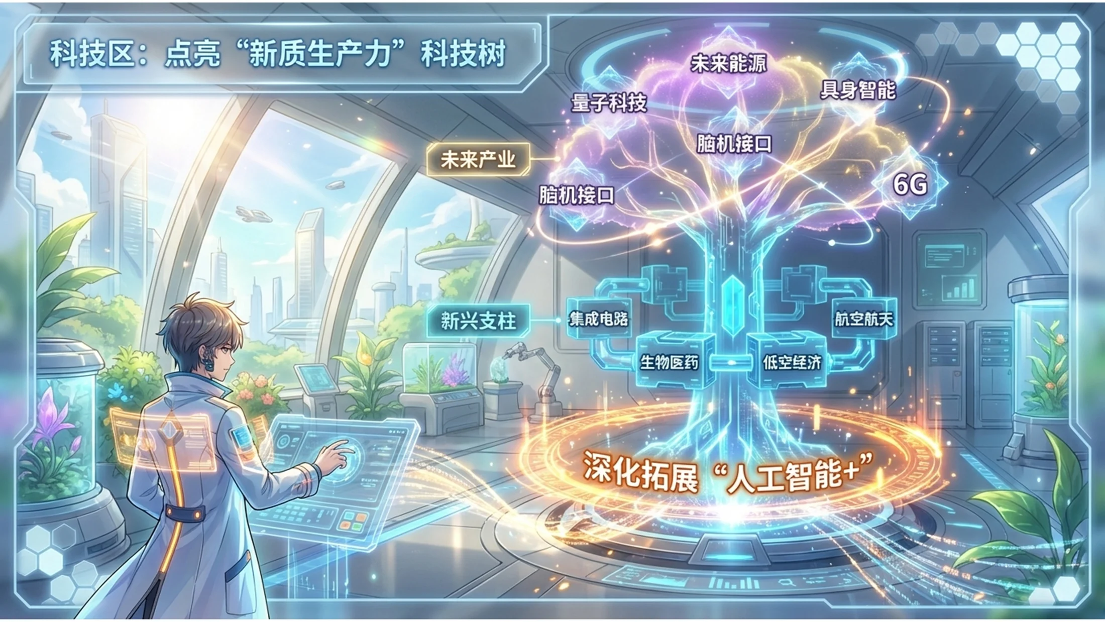 光影二次元插画风格政府工作报告PPT - 预览图7