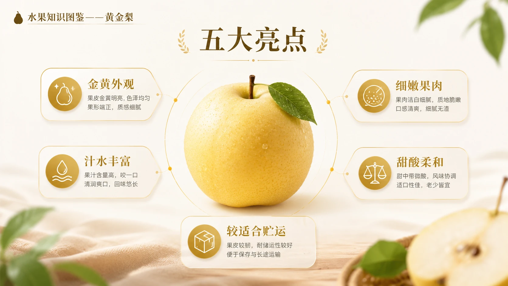 万物知识图鉴系列作品PPT——黄金梨【4K】 - 预览图8