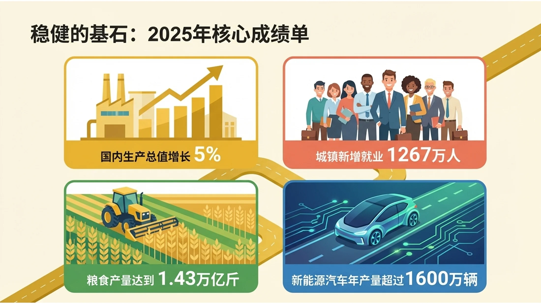 扁平卡通手绘插画风格政府工作报告PPT - 预览图2