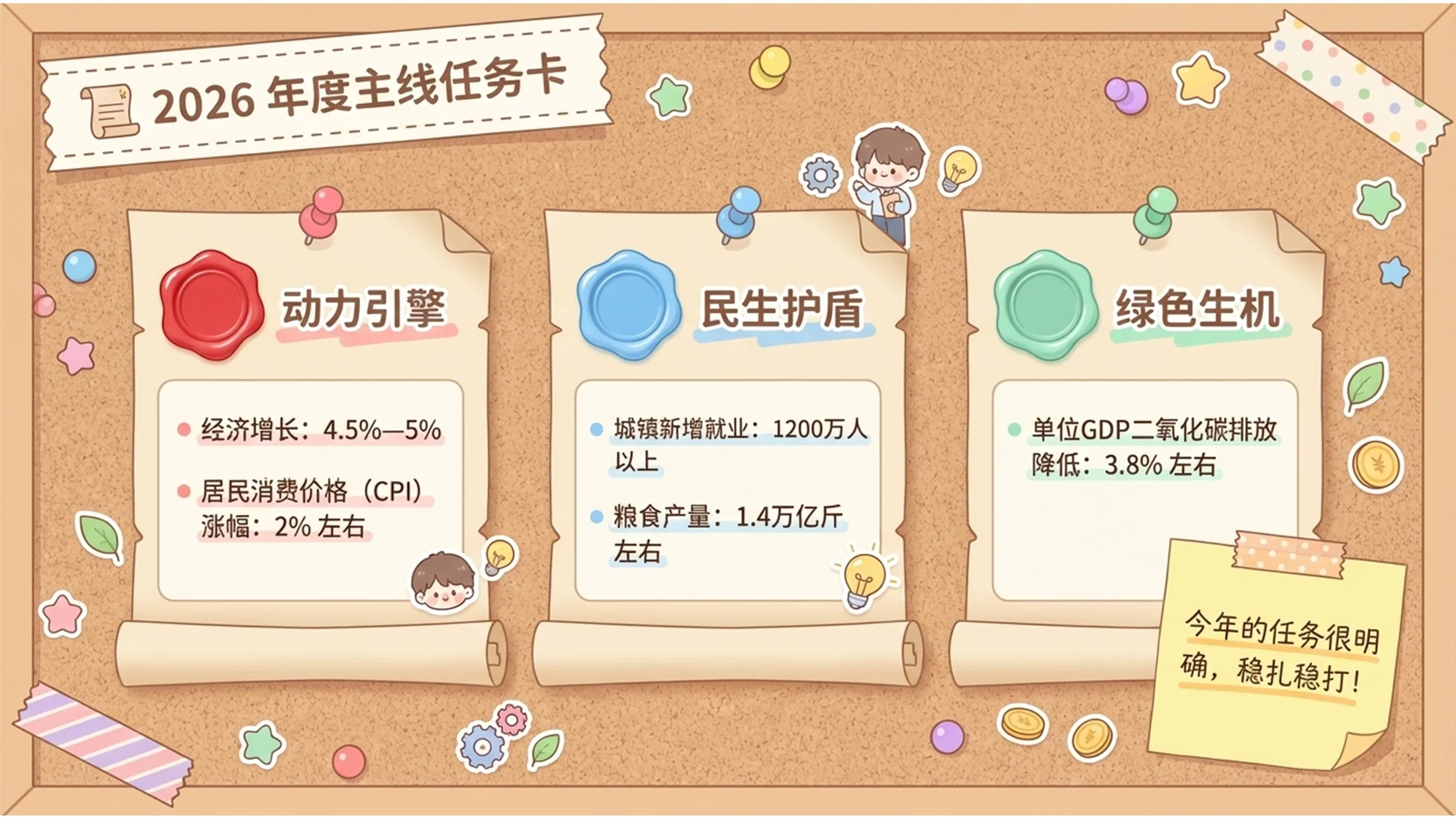 Q版卡通插画风格可爱政府工作报告PPT - 预览图4