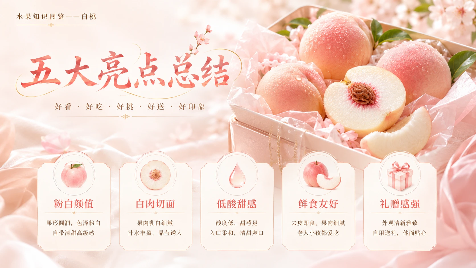 万物知识图鉴系列作品PPT——白桃【4K】 - 预览图8