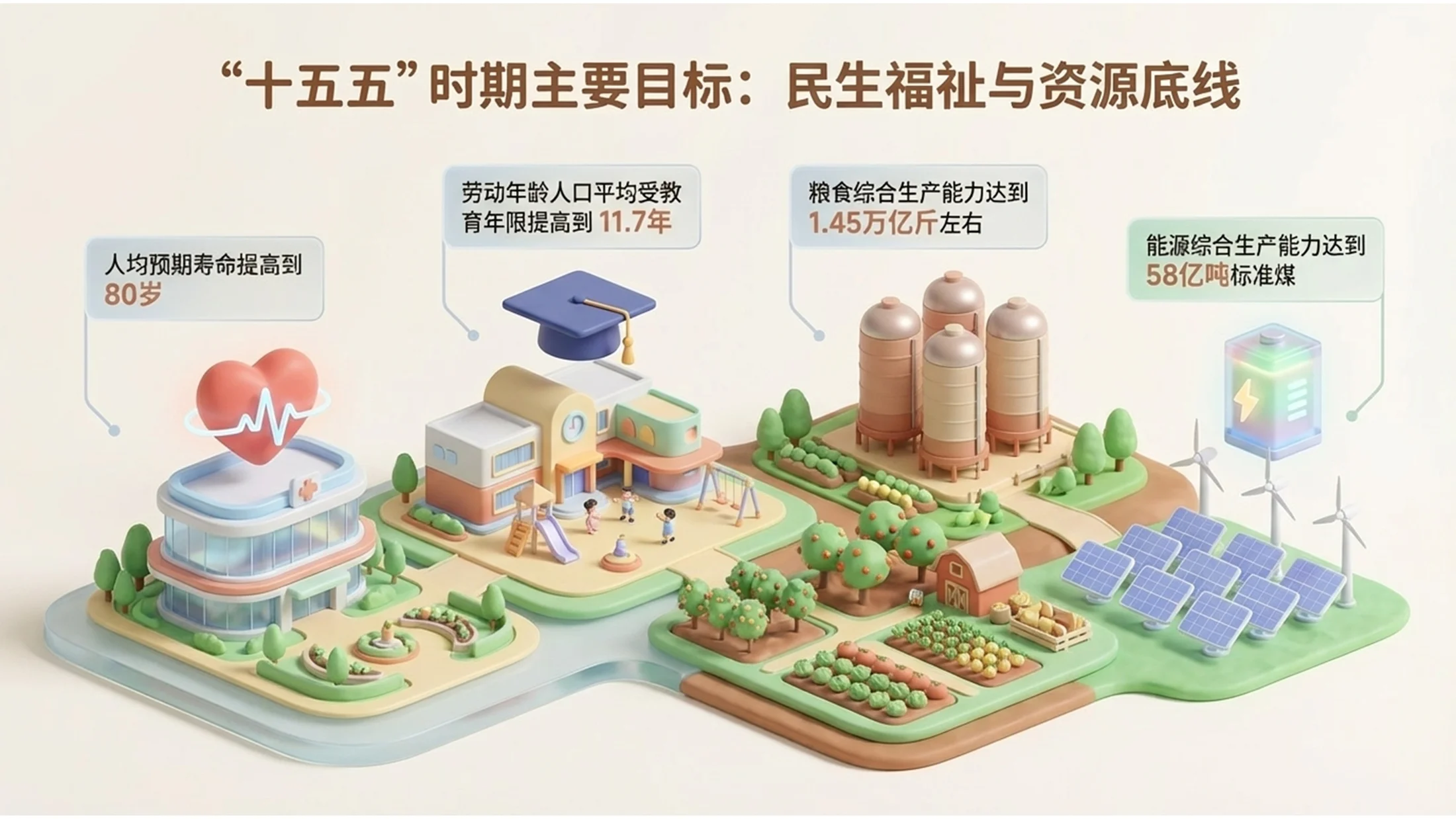 软质3D插画风格政府工作报告PPT - 预览图4