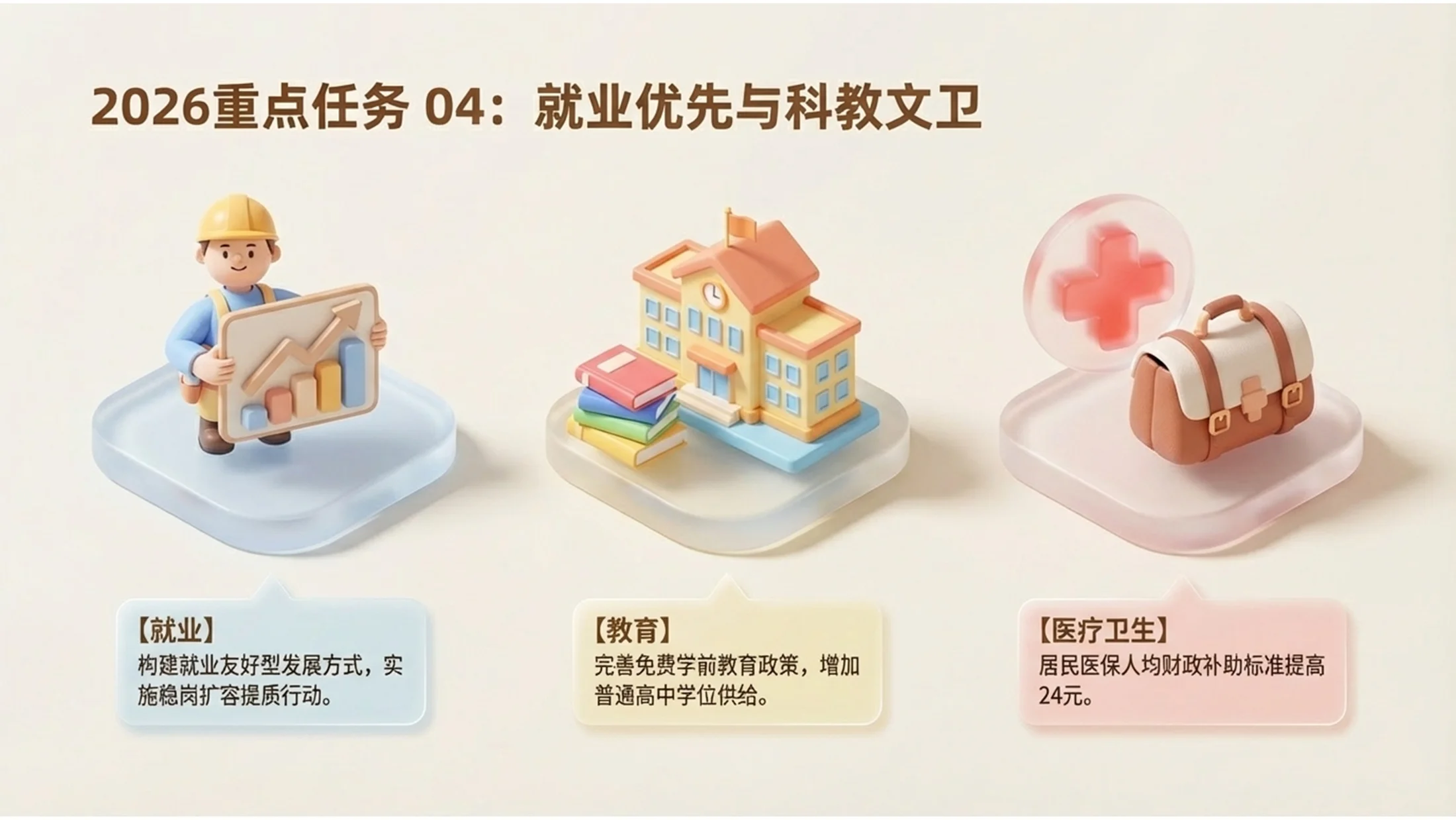 软质3D插画风格政府工作报告PPT - 预览图10