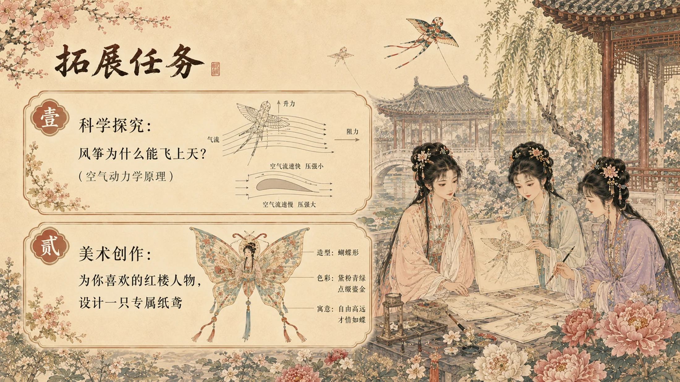 部编版小学语文《红楼春趣》PPT课件｜国风插画公开课模板 - 预览图19