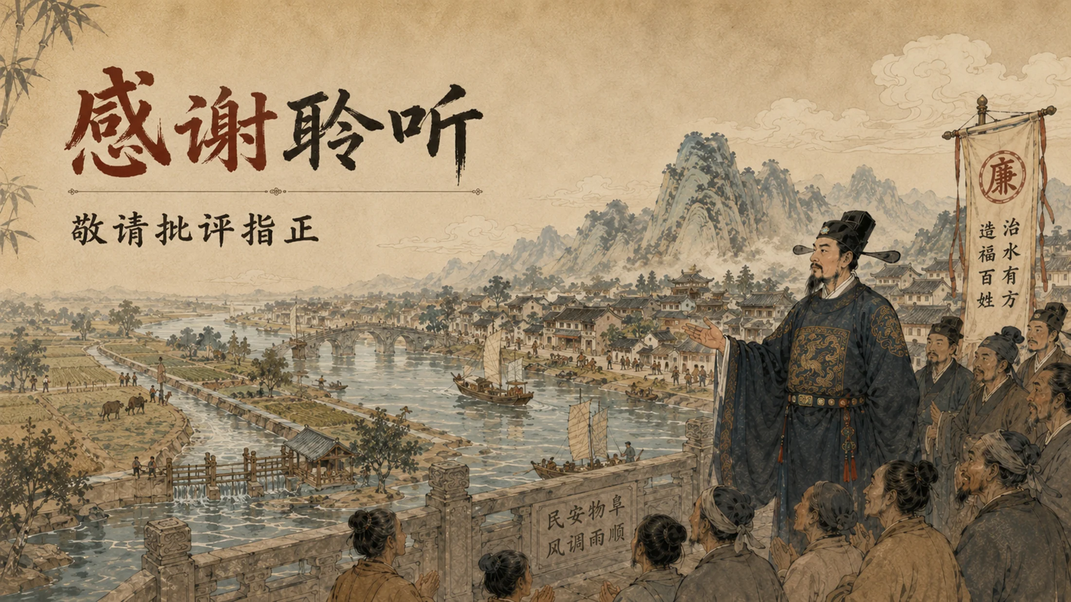 部编版小学语文《西门豹治邺》PPT课件｜国风插画-古代治水历史故事公开课模板 - 预览图20