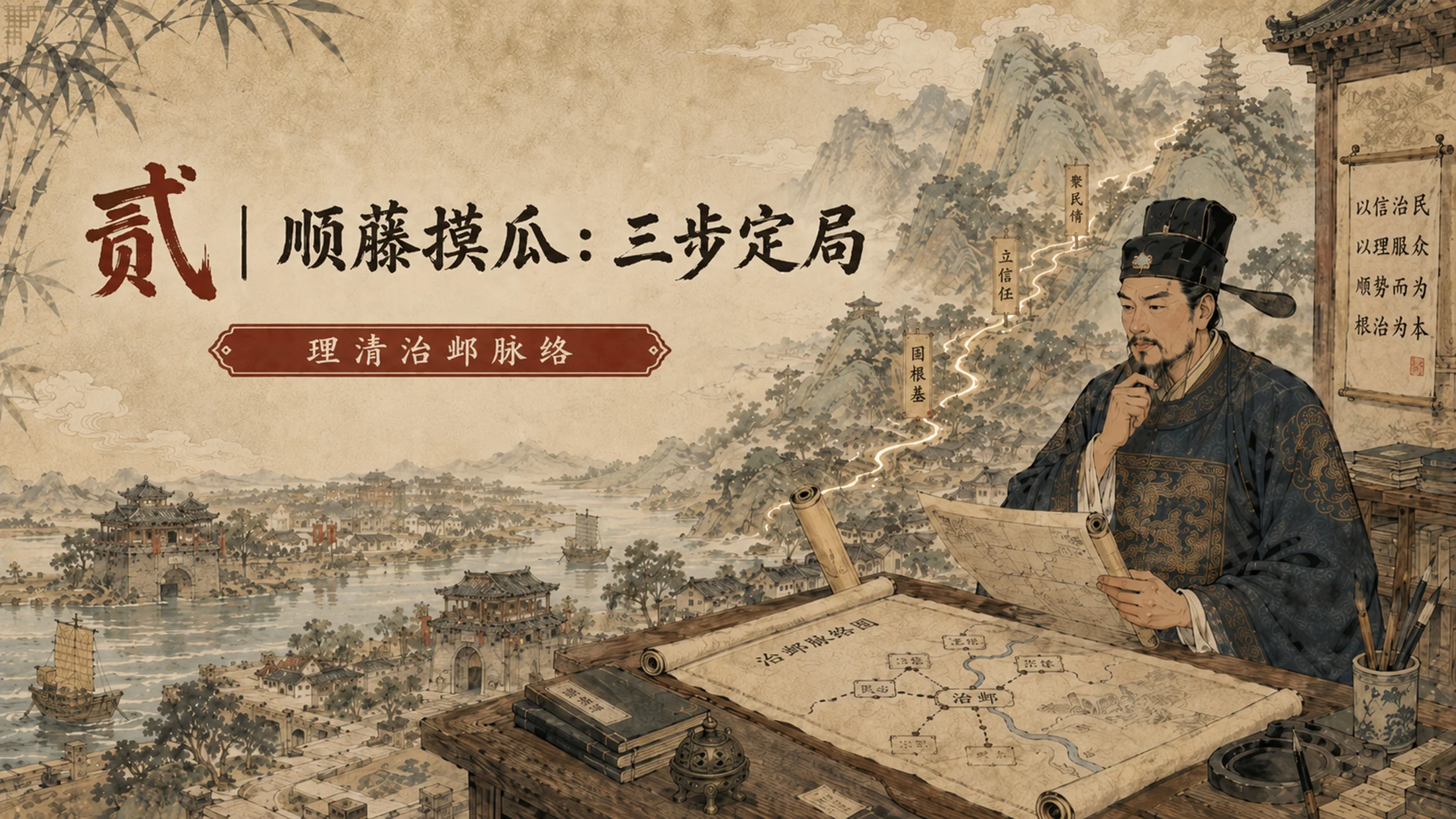 部编版小学语文《西门豹治邺》PPT课件｜国风插画-古代治水历史故事公开课模板 - 预览图5