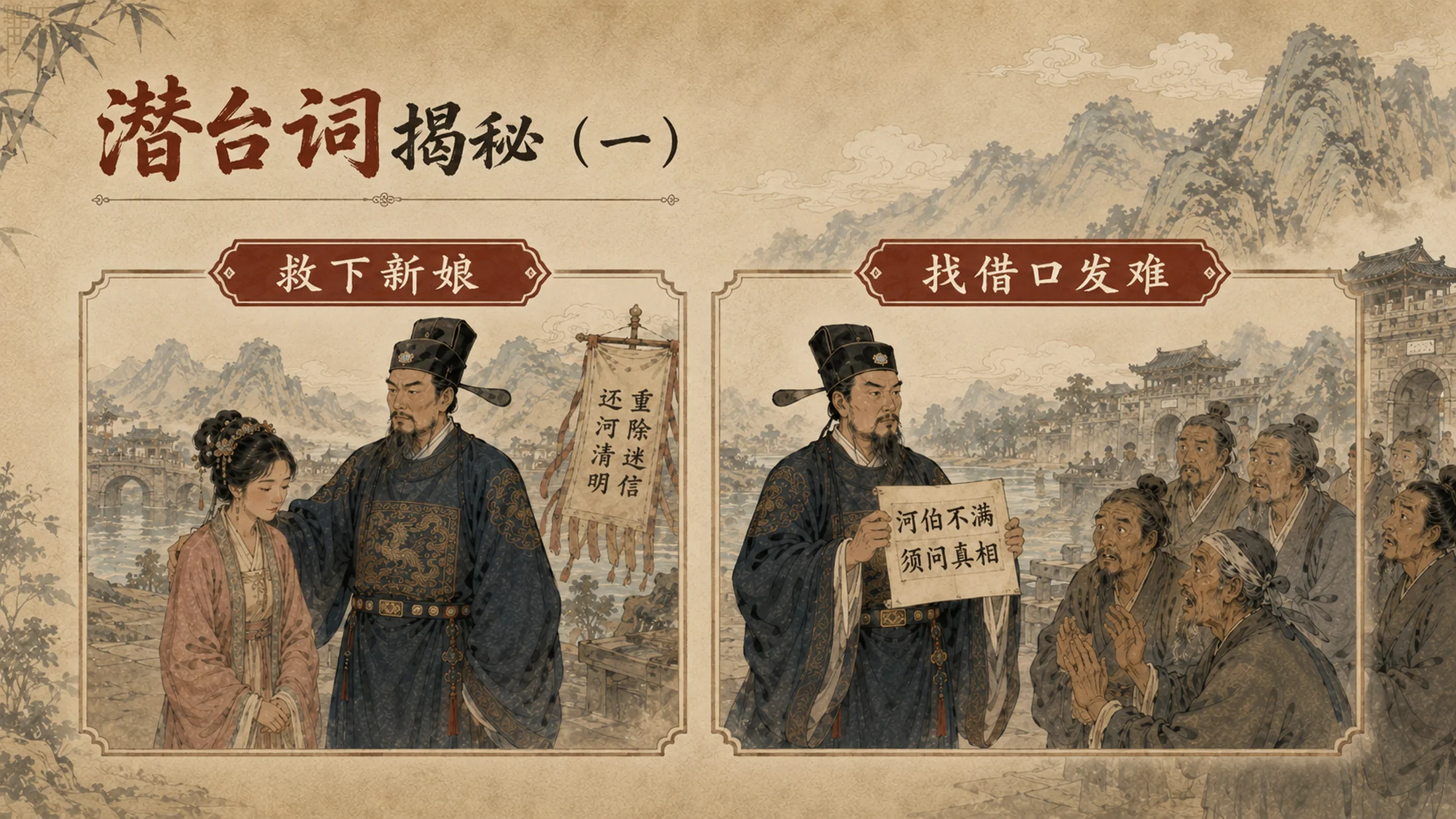 部编版小学语文《西门豹治邺》PPT课件｜国风插画-古代治水历史故事公开课模板 - 预览图10