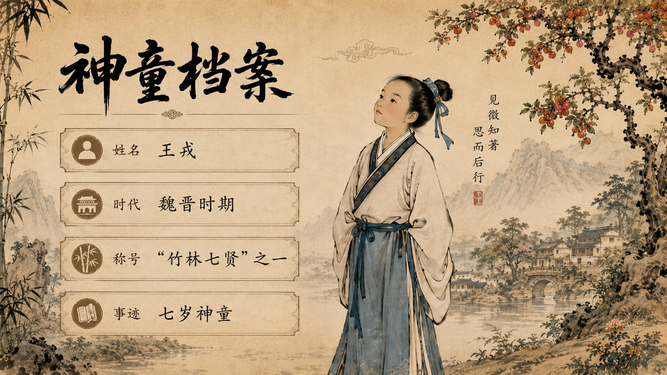部编版小学语文《王戎不取道旁李》PPT课件｜国风插画文言文公开课模板 - 预览图3