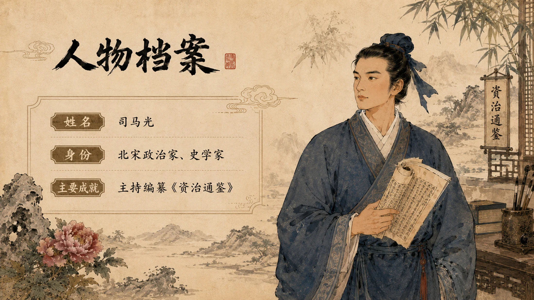 部编版小学语文《司马光》PPT课件｜国风插画儿童文言文公开课模板 - 预览图3