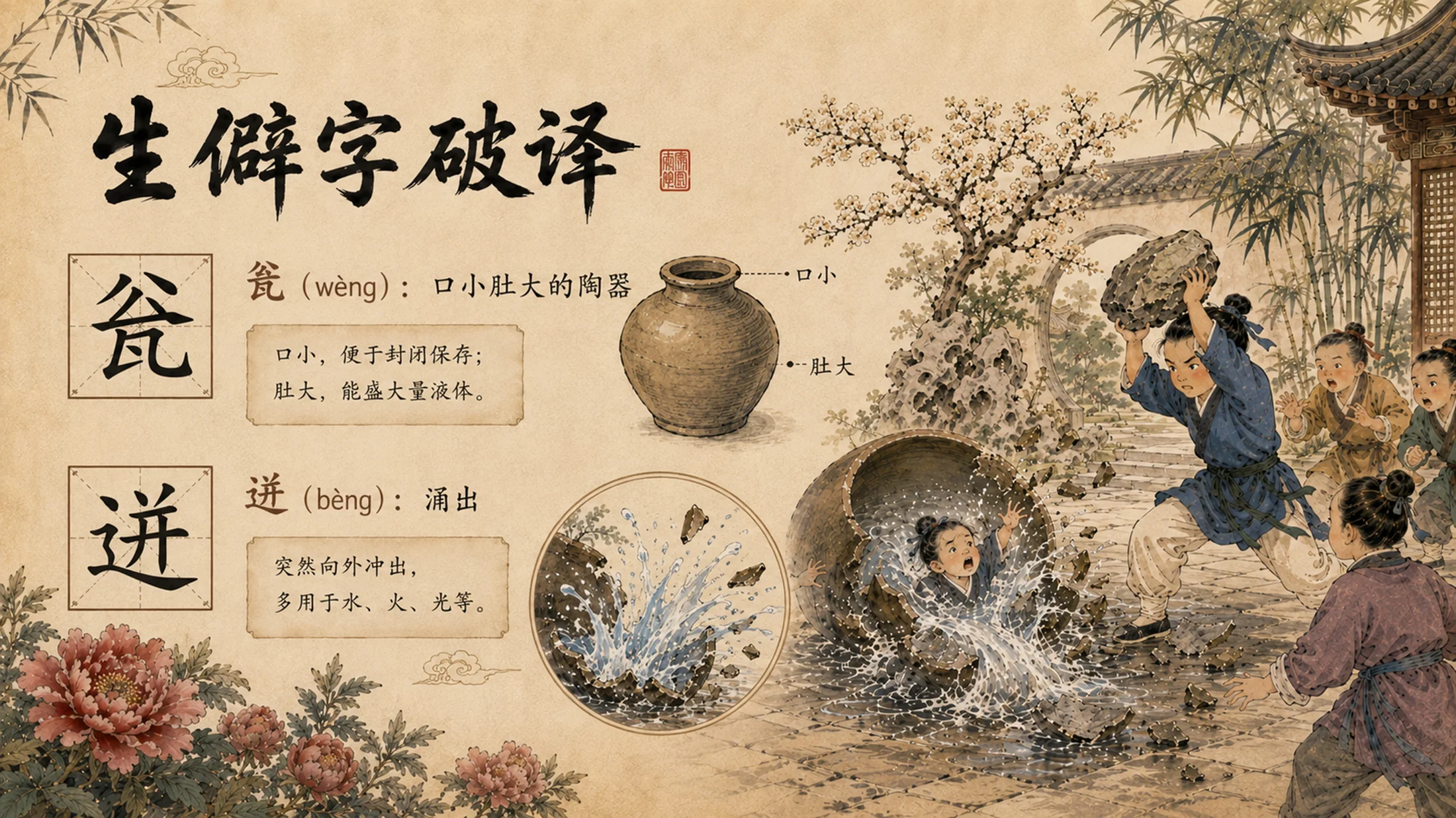 部编版小学语文《司马光》PPT课件｜国风插画儿童文言文公开课模板 - 预览图6