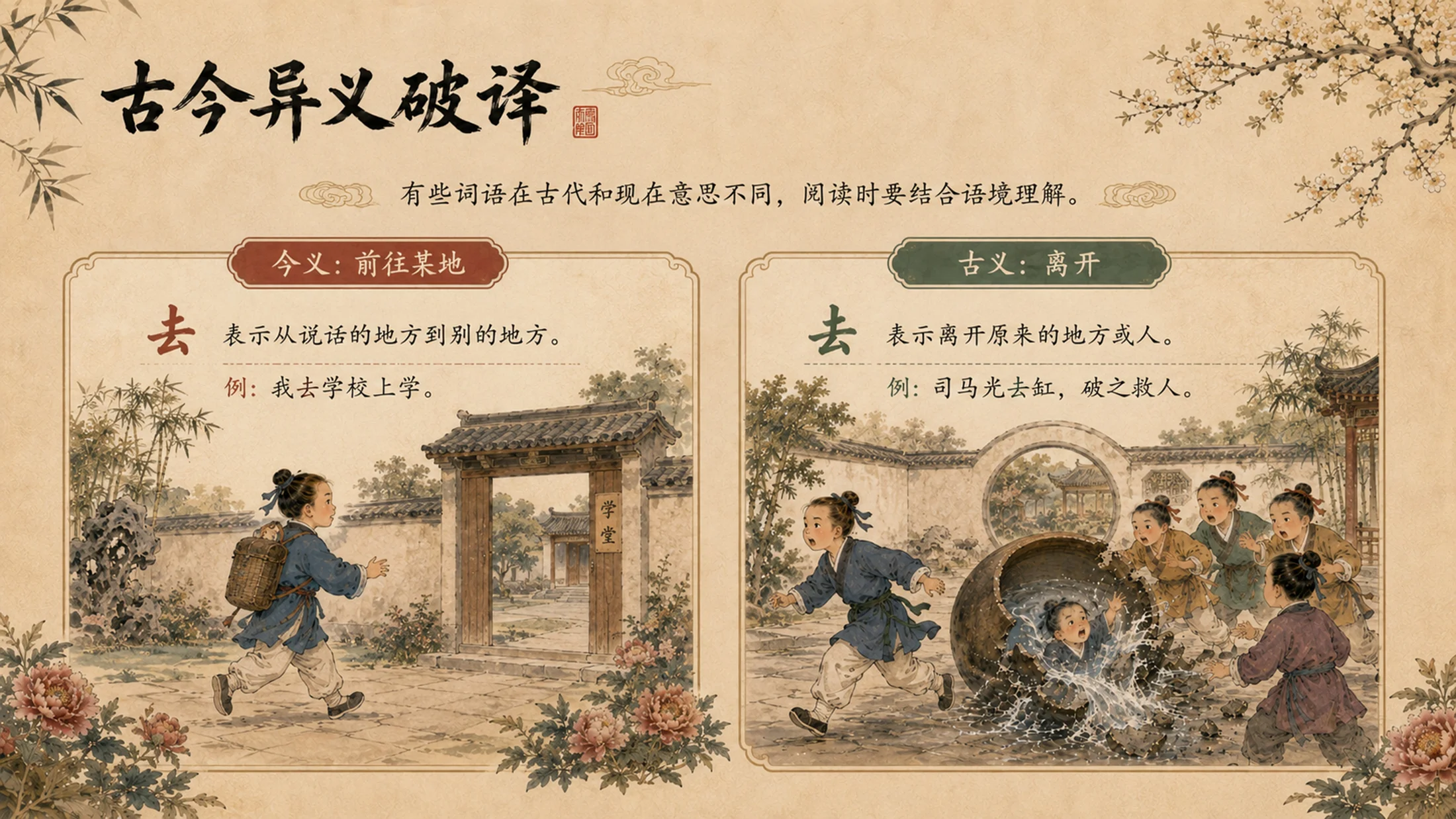 部编版小学语文《司马光》PPT课件｜国风插画儿童文言文公开课模板 - 预览图7
