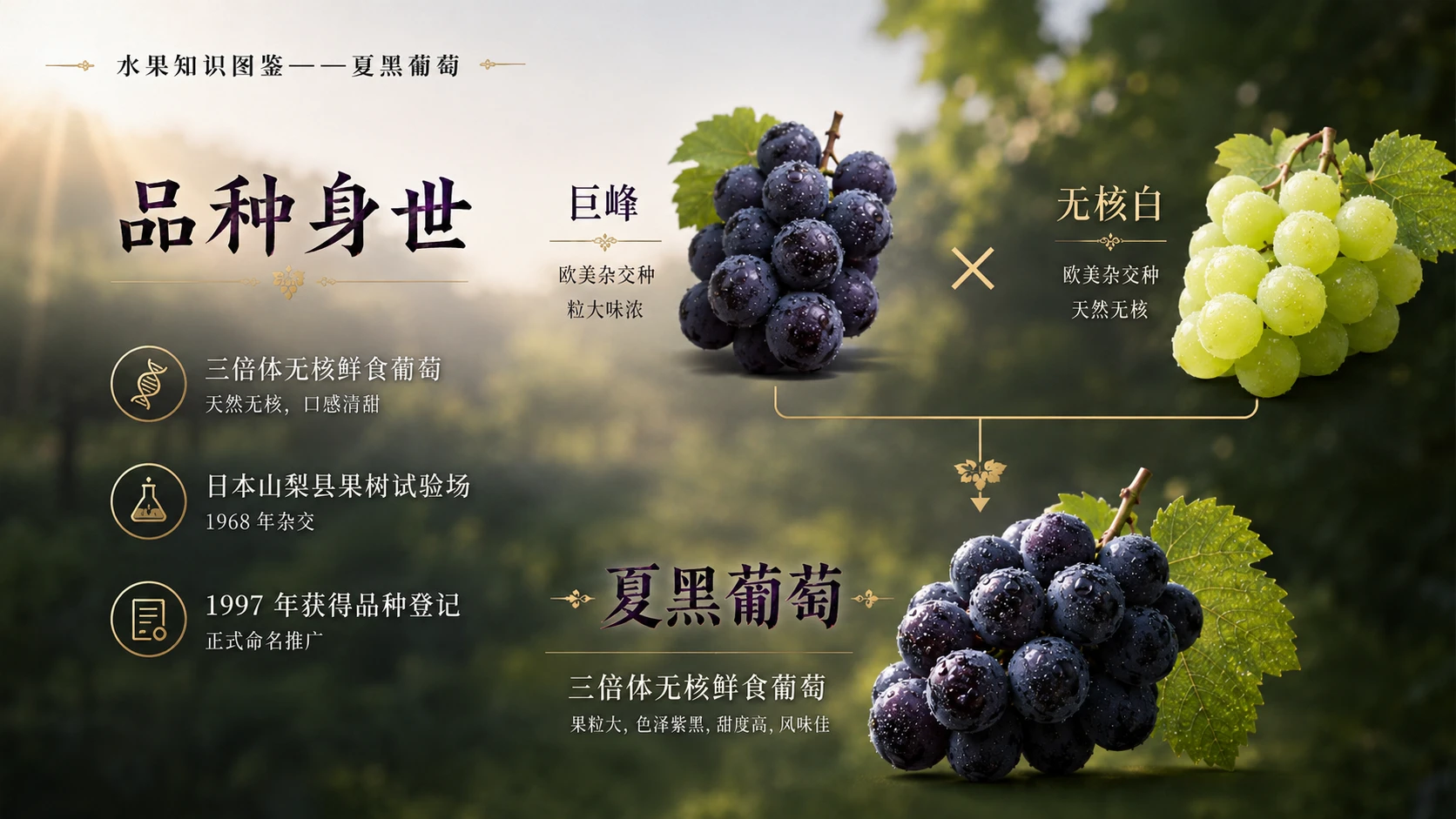 万物知识图鉴系列作品PPT——夏黑葡萄【4K】 - 预览图2