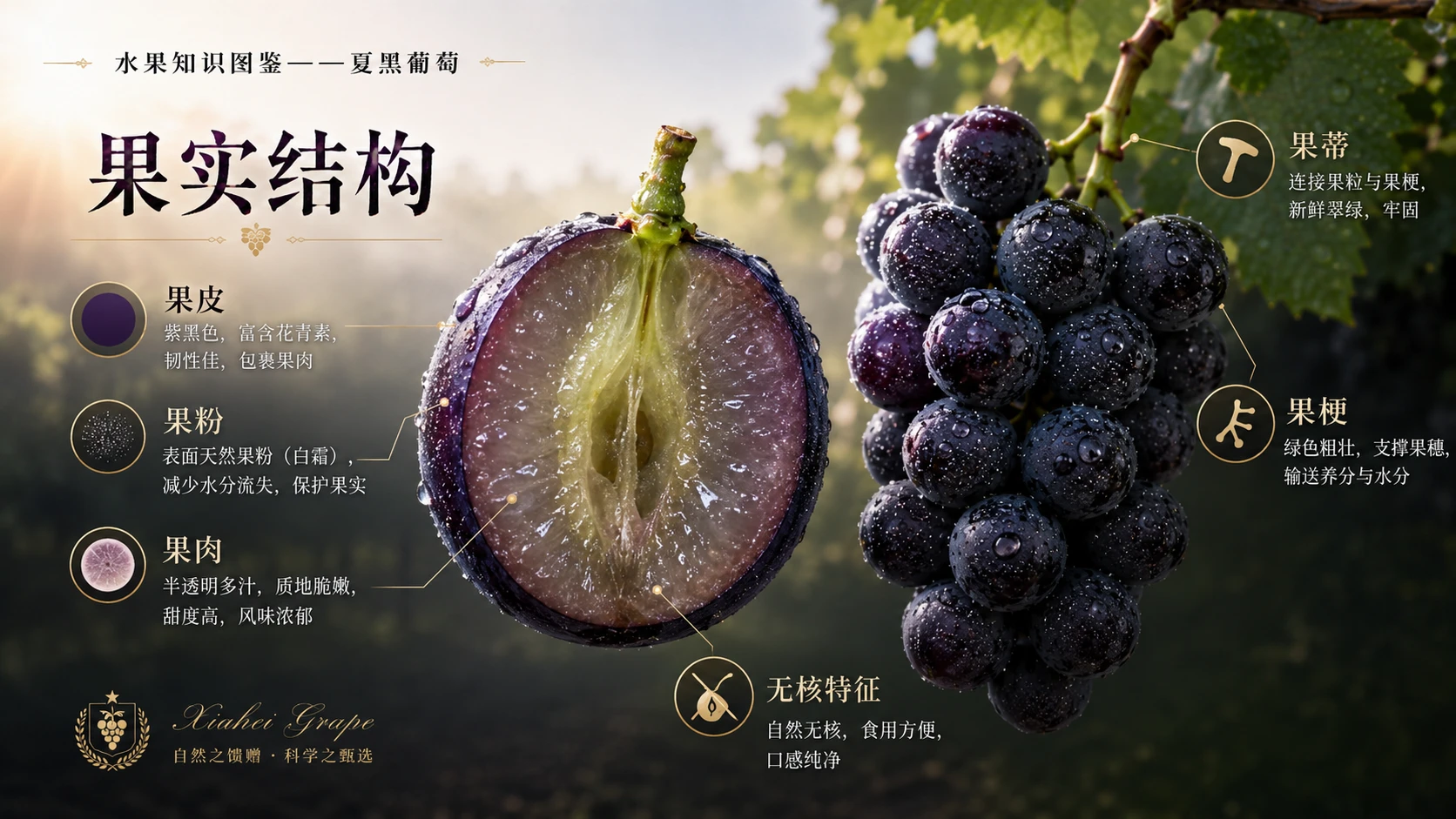 万物知识图鉴系列作品PPT——夏黑葡萄【4K】 - 预览图3