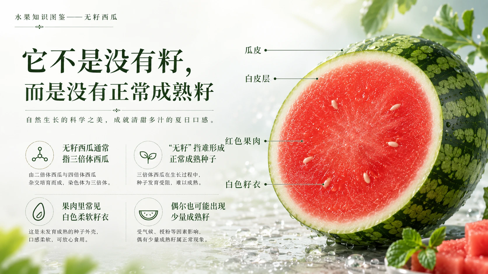 万物知识图鉴系列作品PPT——无籽西瓜【4K】 - 预览图1