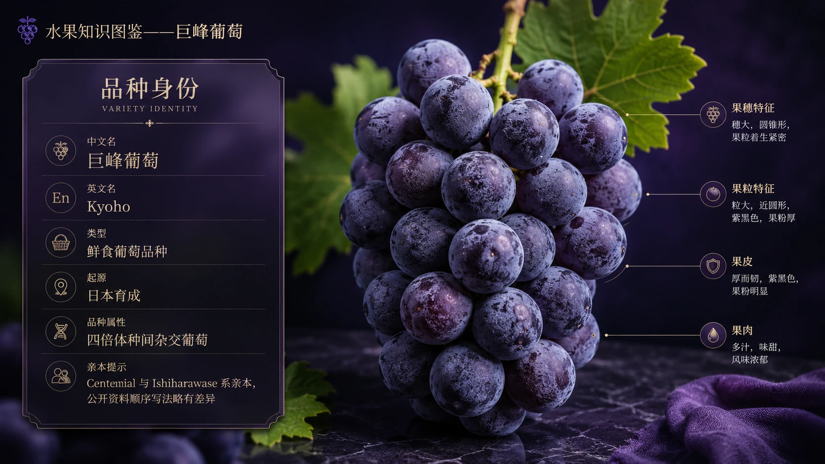 万物知识图鉴系列作品PPT——巨峰葡萄【4K】 - 预览图1